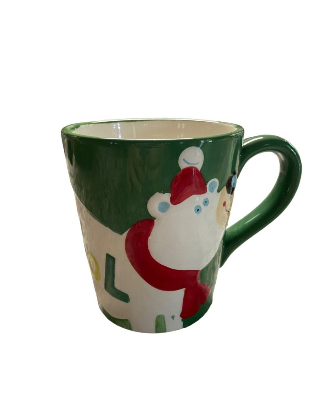 Christmas Polar Bear Latte Mug 15.5oz Red Green Cozy Cottagecore Holiday Cup